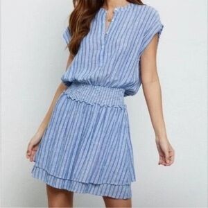 Rails Angelina Dress Cascade Stripe Linen Blend Mini Dress Size XL